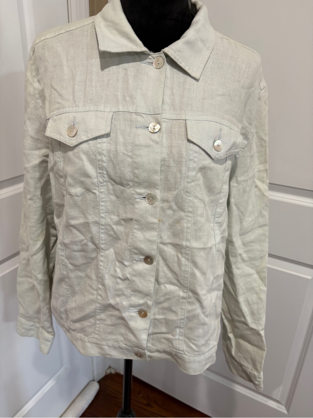 Charter Club Cream Button-Front Denim Jacket
